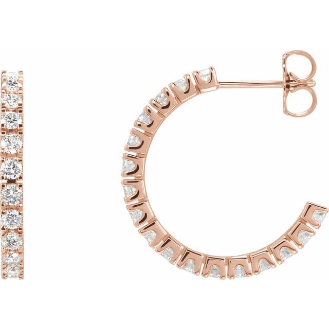 14K Rose 1 CTW Natural Diamond 20.5 mm Hoop Earrings