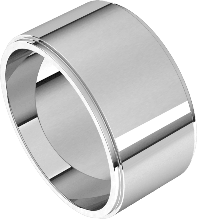 Sterling Silver 10 mm Stepped-Edge Flat Band