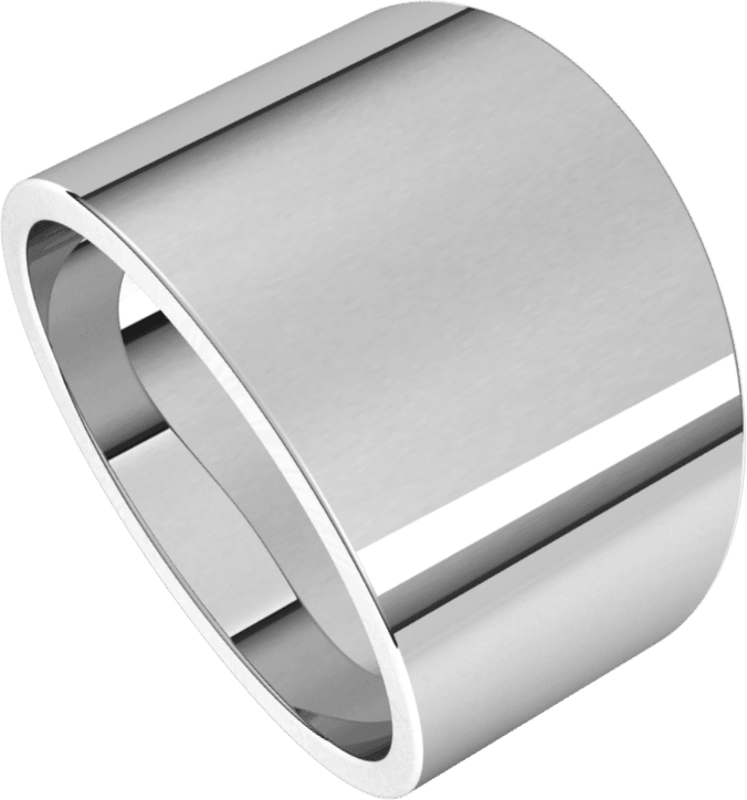 10K White Gold 14 mm Tapered Flat Band