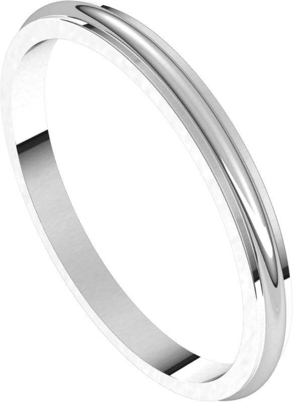 Platinum 2 mm Stepped-Edge Half Round Band