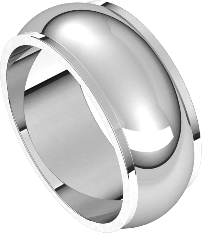 Platinum 8 mm Stepped-Edge Half Round Band