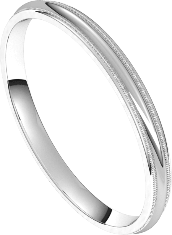 Platinum 2 mm Milgrain Comfort-Fit Half Round Band