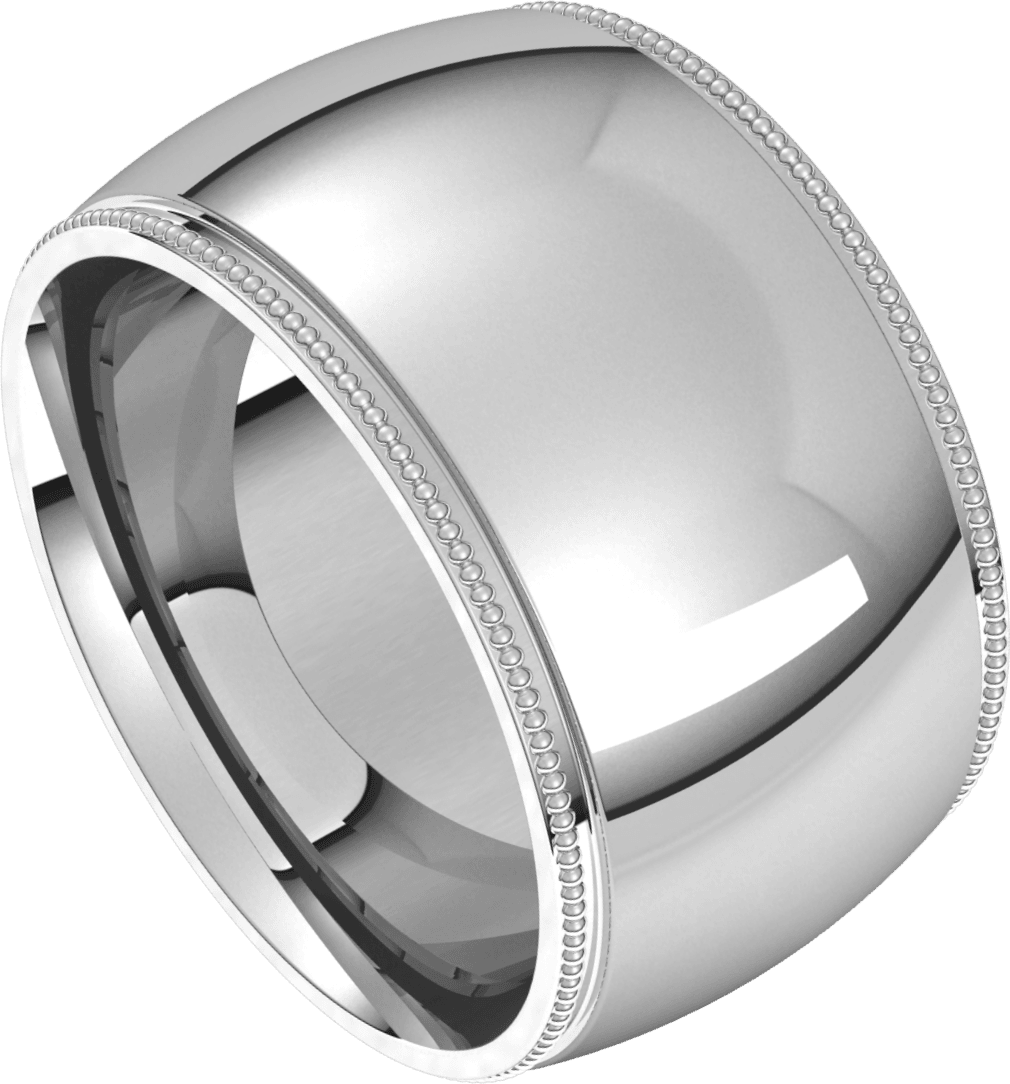 Sterling Silver 12 mm Milgrain Comfort-Fit Half Round Band