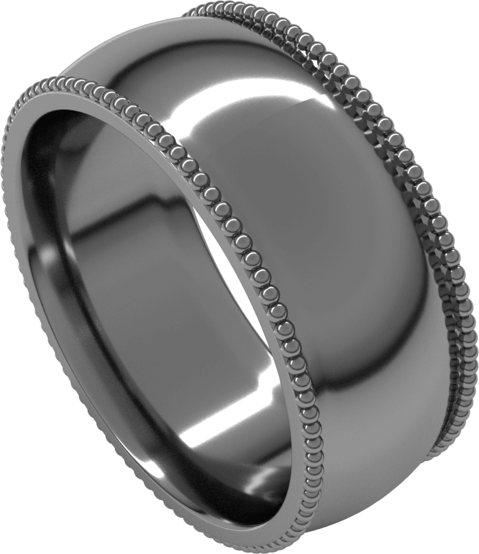 Sterling Silver 8 mm Beaded Comfort-Fit Half Round Band