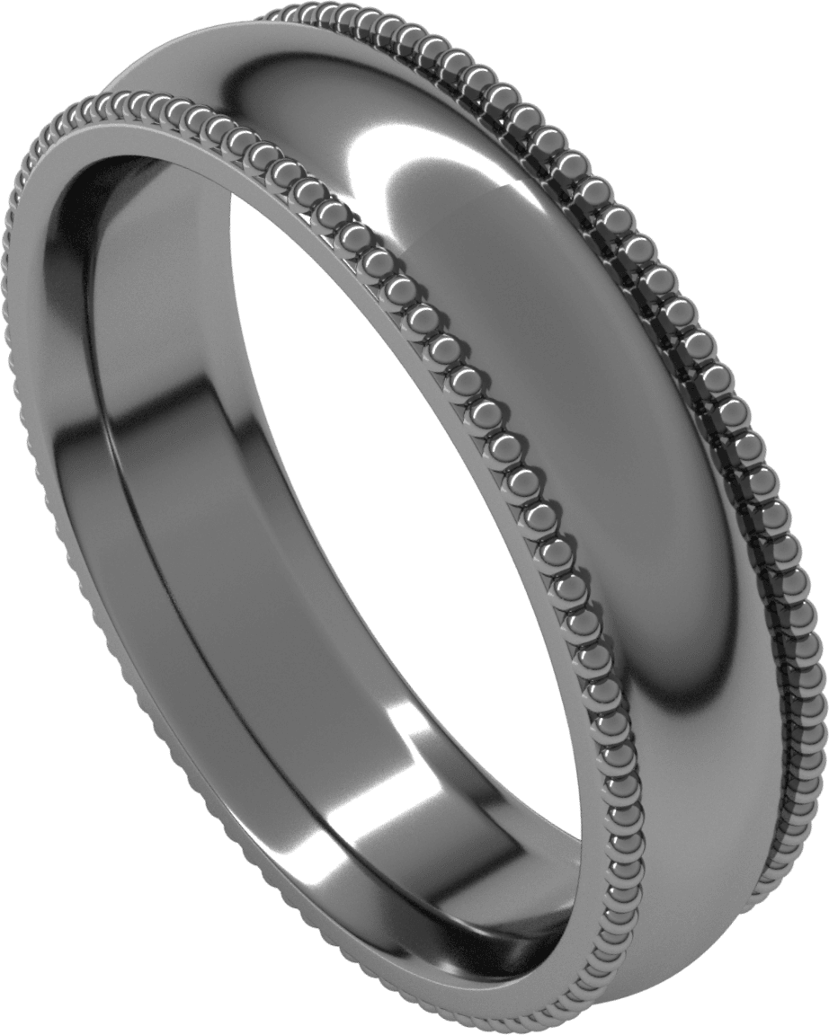 Sterling Silver 5 mm Beaded Comfort-Fit Half Round Band