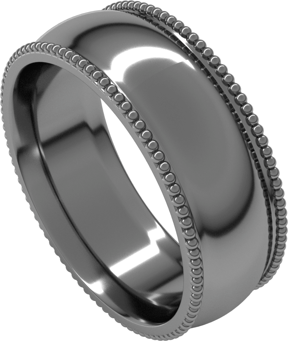 Sterling Silver 7 mm Beaded Comfort-Fit Half Round Band