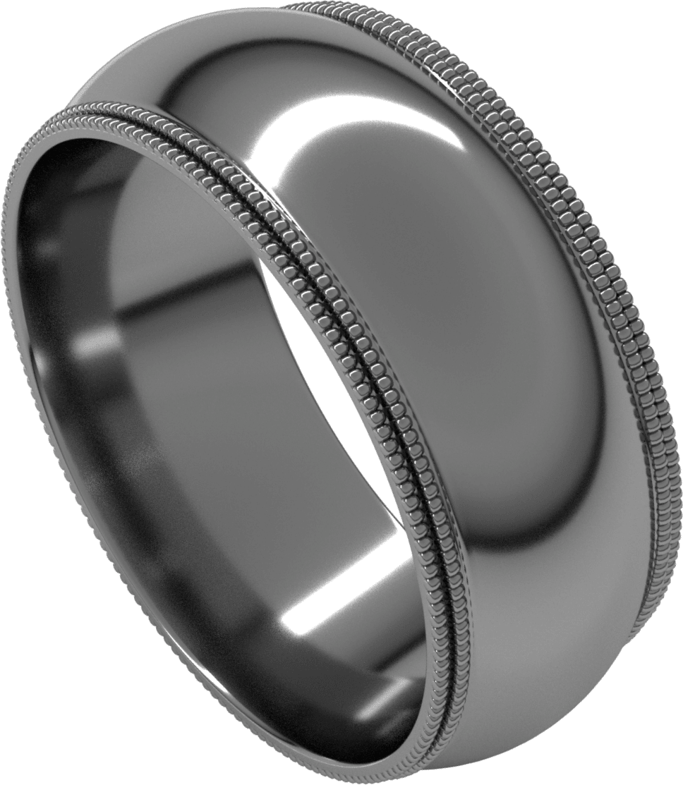 Platinum 8 mm Double Milgrain Comfort-Fit Half Round Band