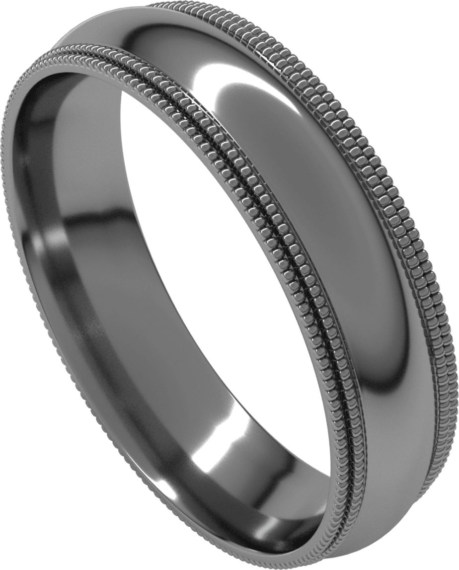 Sterling Silver 5 mm Double Milgrain Comfort-Fit Half Round Band