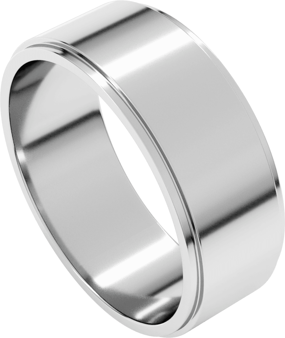 10K White Gold 7 mm Stepped-Edge Flat Band