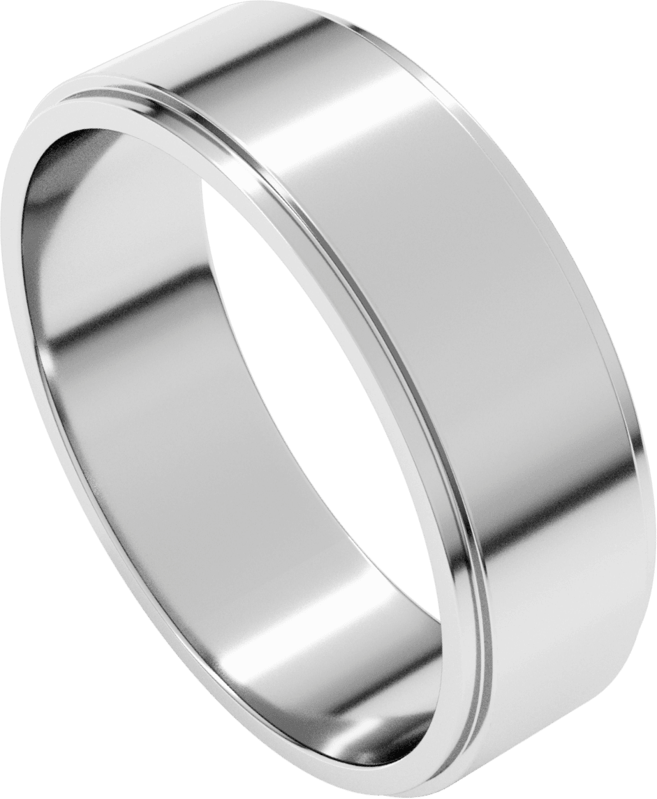 10K White Gold 6 mm Stepped-Edge Flat Band