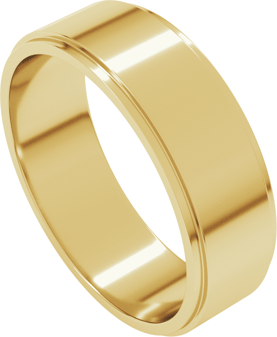 10K Yellow Gold 4 mm Stepped-Edge Flat Band
