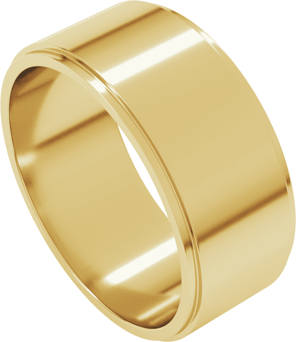10K Yellow Gold 8 mm Stepped-Edge Flat Band