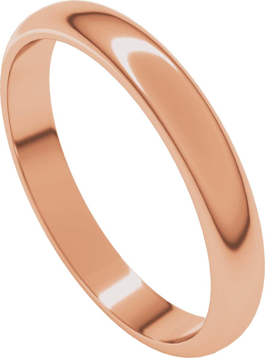 10K Rose Gold 3 mm Tapered Half Round Band