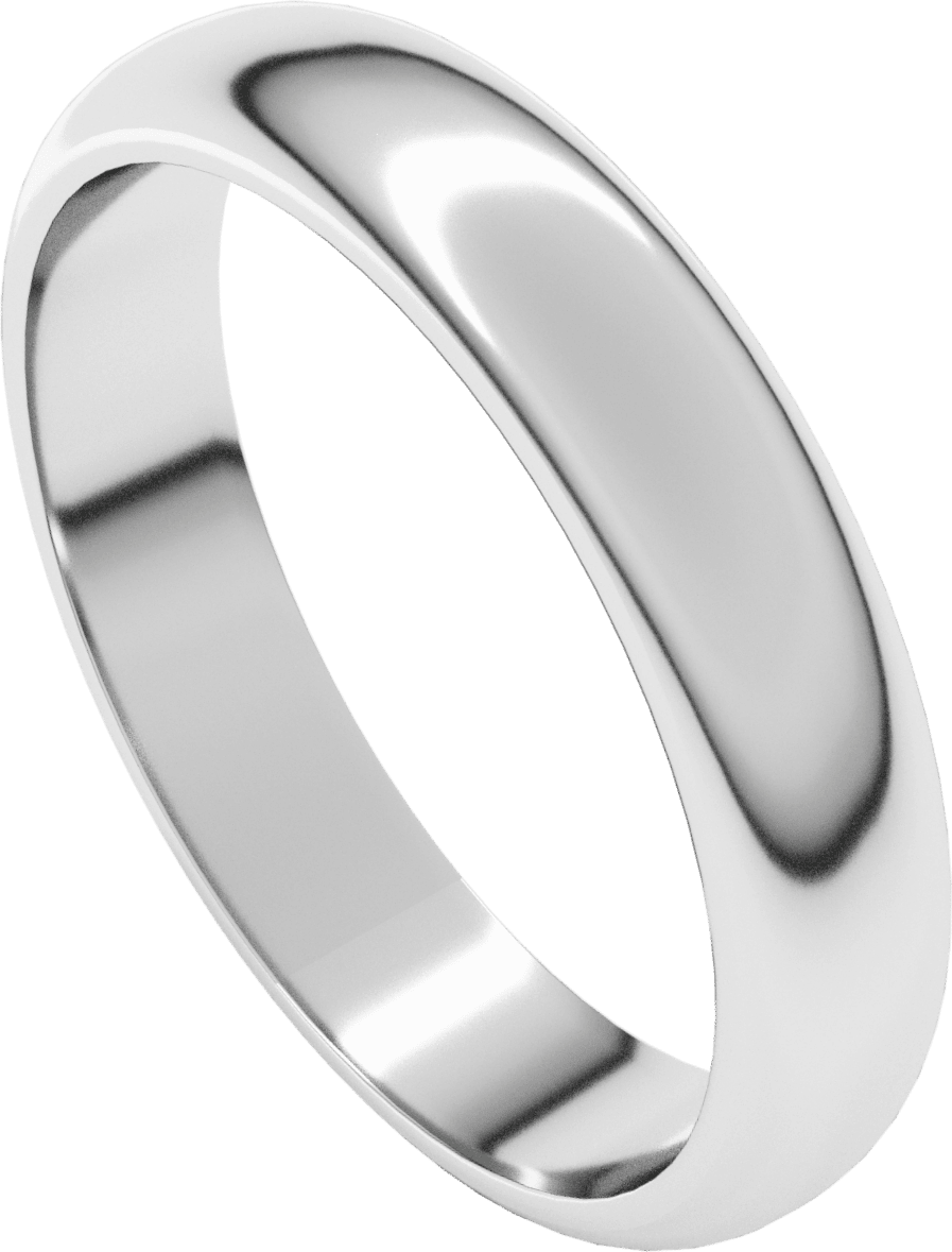10K White Gold 4 mm Half Round Band