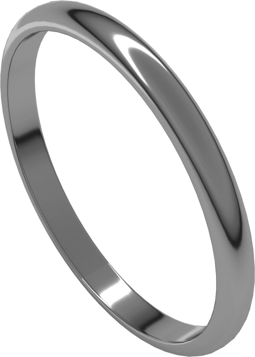 Platinum 2 mm Lightweight Half Round Band