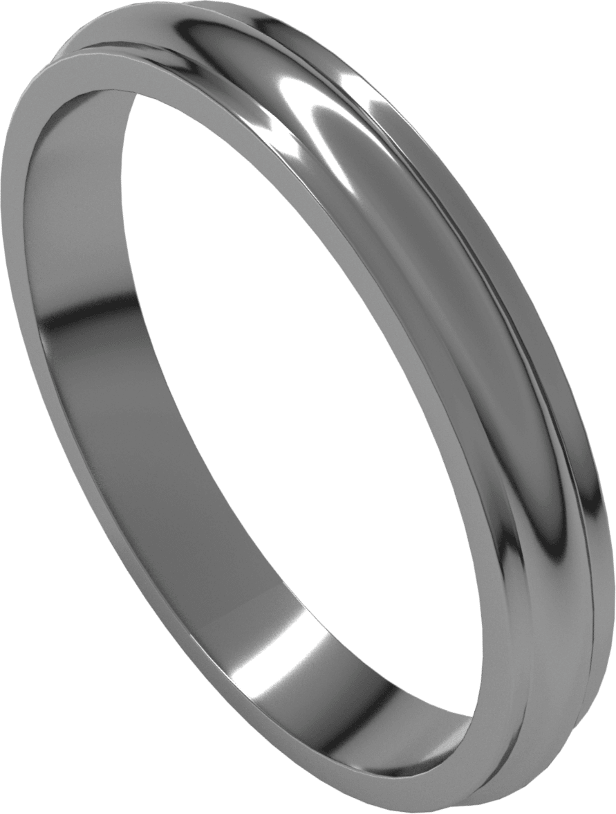 Platinum 3 mm Stepped-Edge Half Round Band