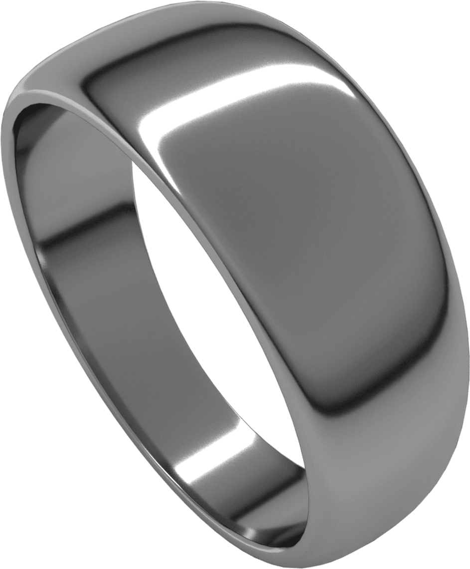 Sterling Silver 8 mm Tapered Half Round Band
