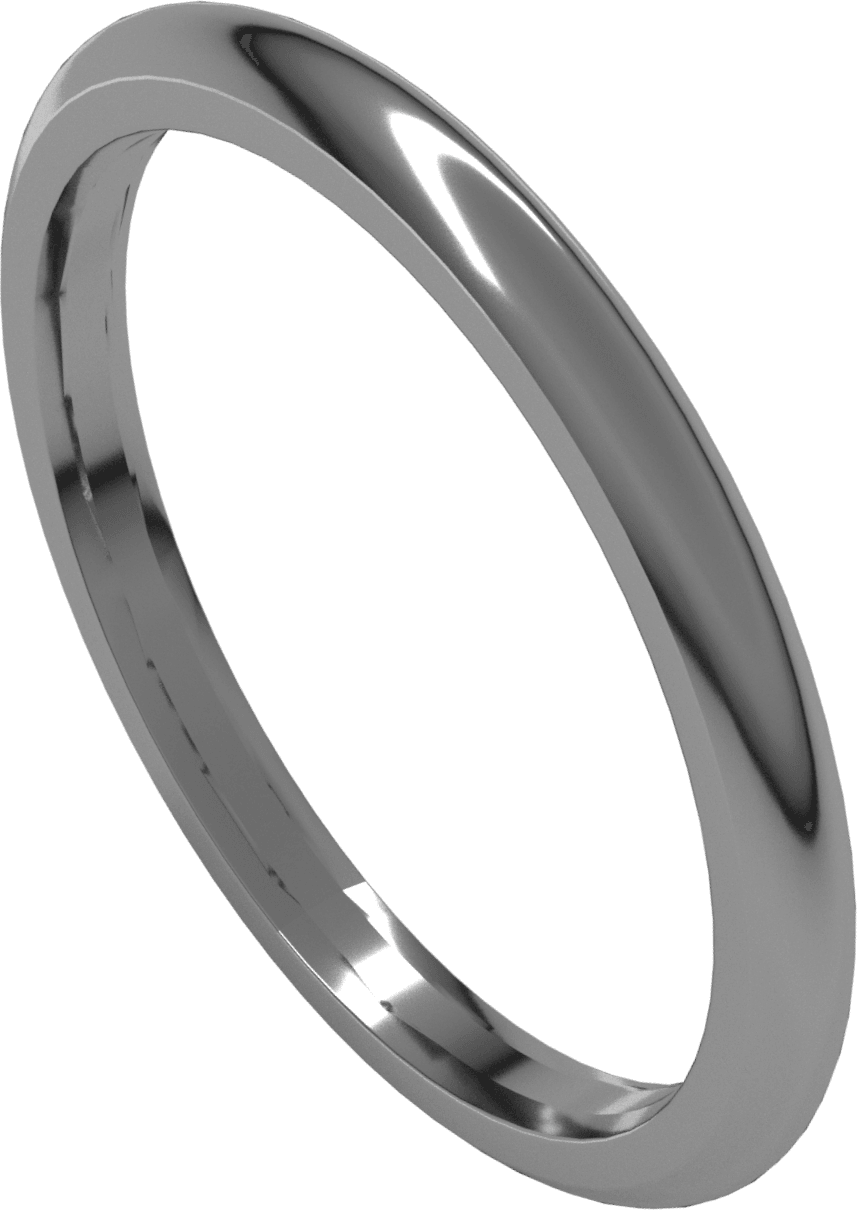 Sterling Silver 2 mm Comfort-Fit Half Round Band