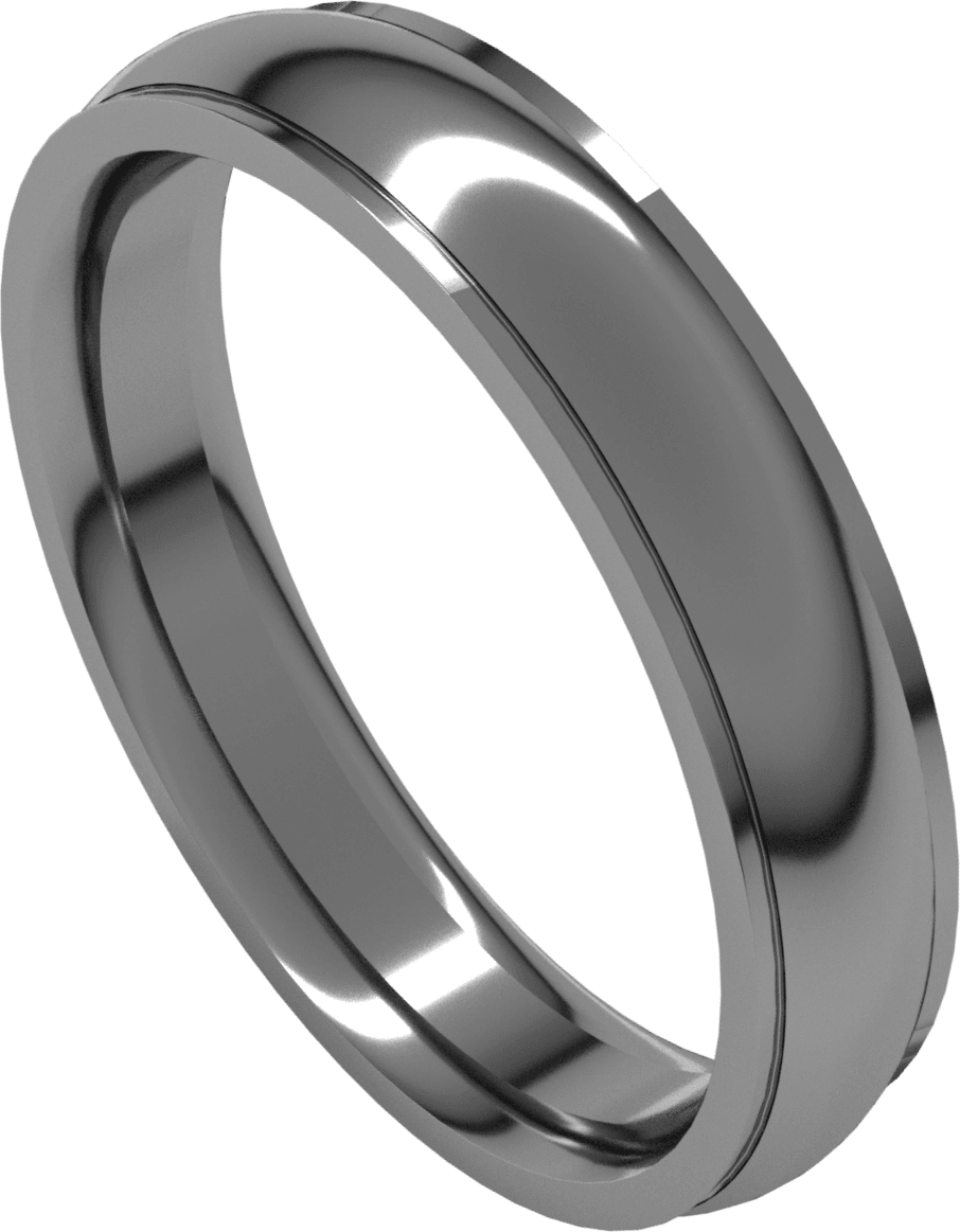 Sterling Silver 4 mm Stepped-Edge Comfort-Fit Half Round Band