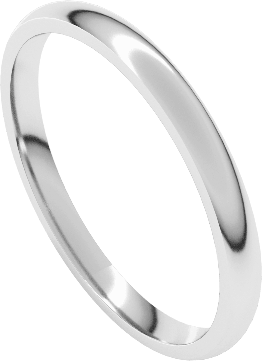 10K White Gold 14 mm Comfort-Fit Half Round Band