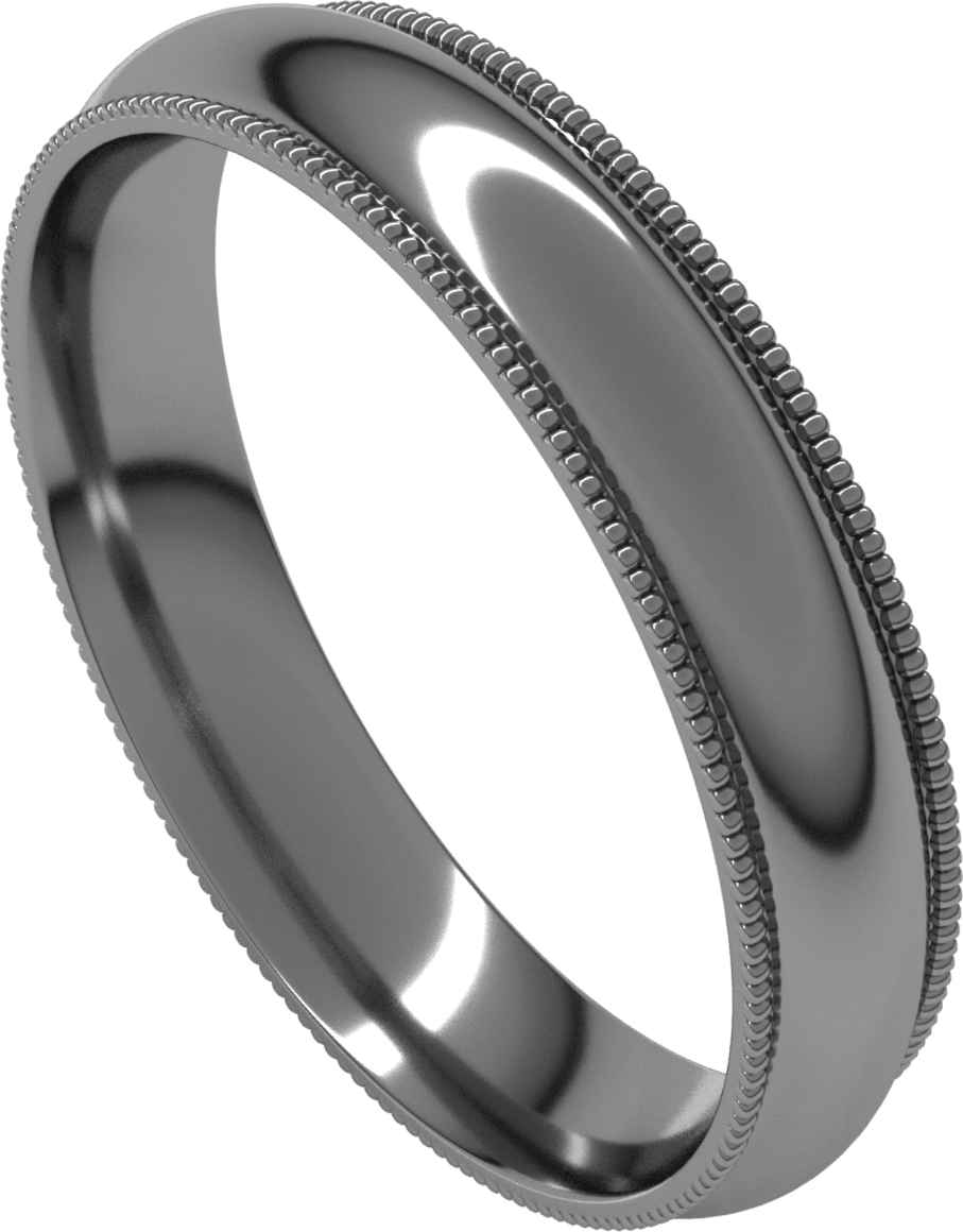 Platinum 4 mm Milgrain Comfort-Fit Half Round Band