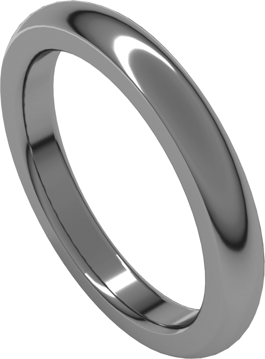 Sterling Silver 3 mm Heavyweight Comfort-Fit Half Round Band