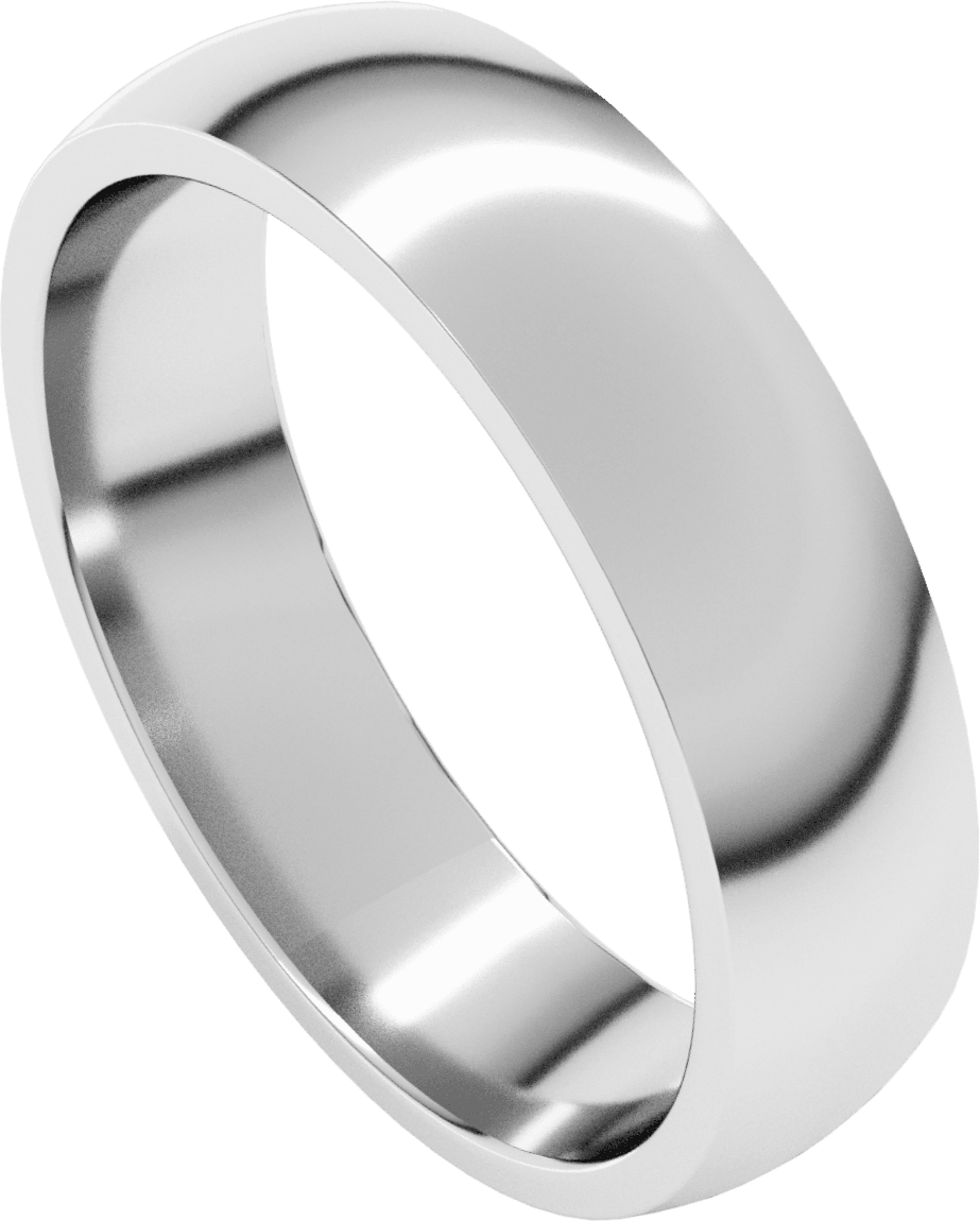 10K White Gold 1 mm Comfort-Fit Half Round Band