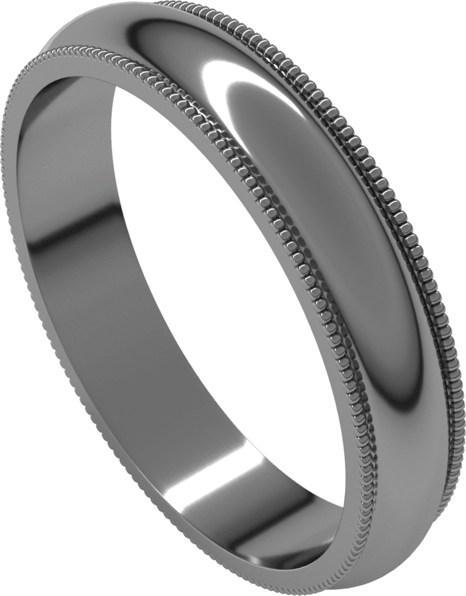 Sterling Silver 4 mm Milgrain Half Round Band
