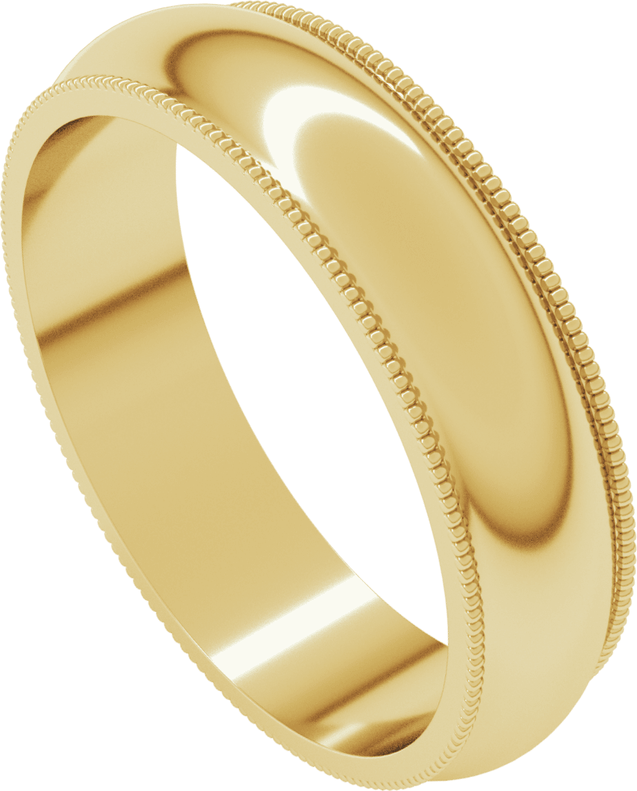 10K Yellow Gold 5 mm Milgrain Half Round Band