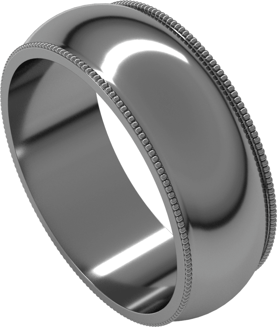 Sterling Silver 7 mm Milgrain Half Round Band