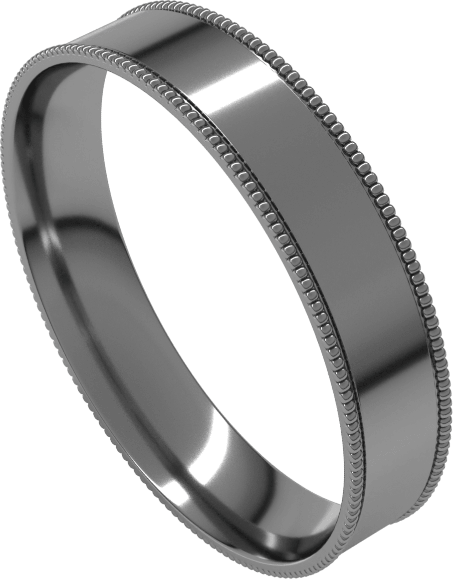 Platinum 4 mm Milgrain Comfort-Fit Flat Band