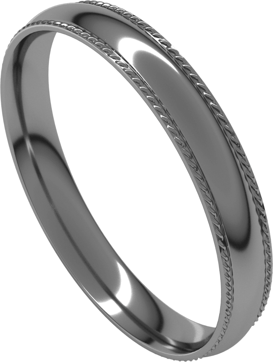 Platinum 3 mm Rope Comfort-Fit Half Round Band