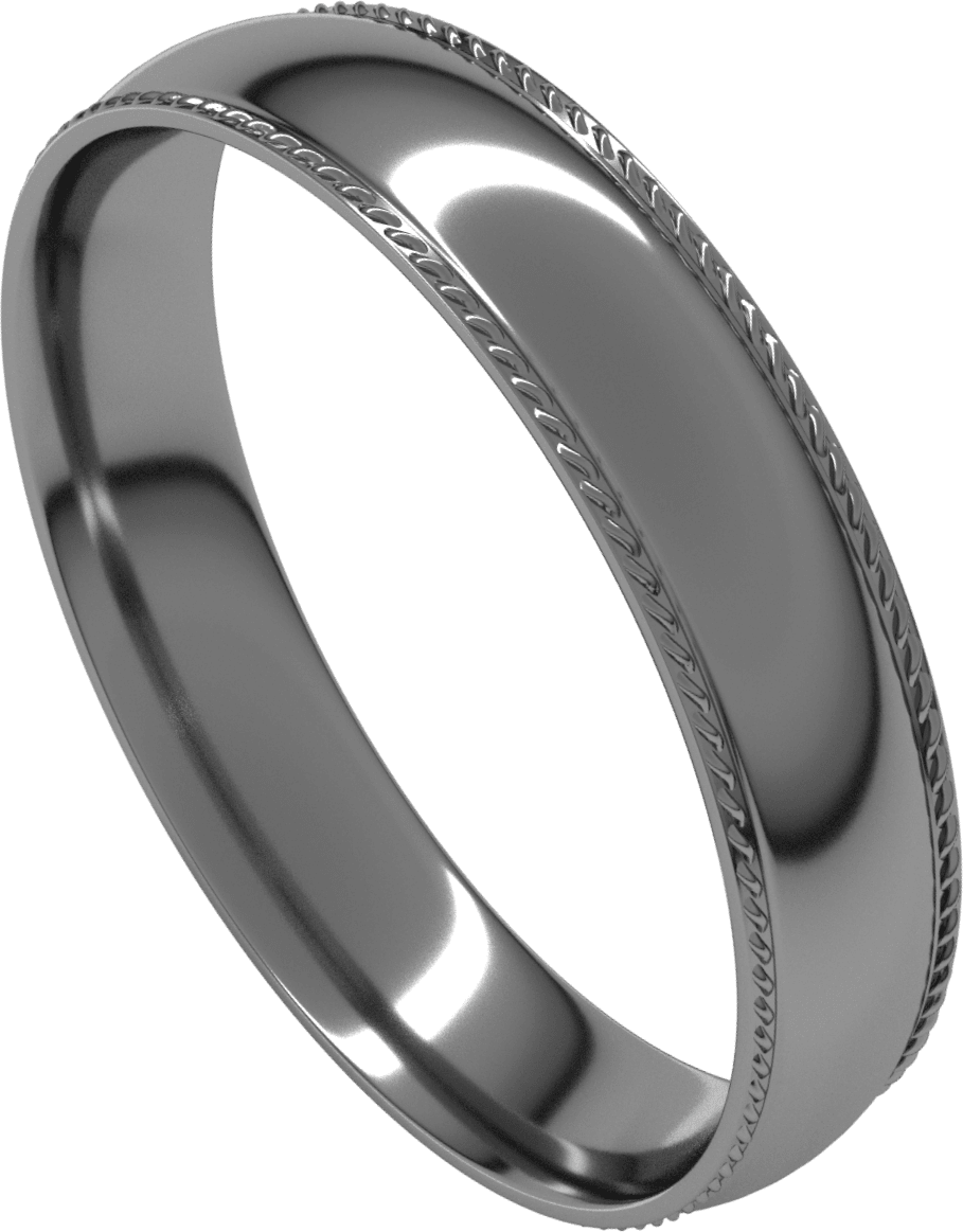 Platinum 4 mm Rope Comfort-Fit Half Round Band