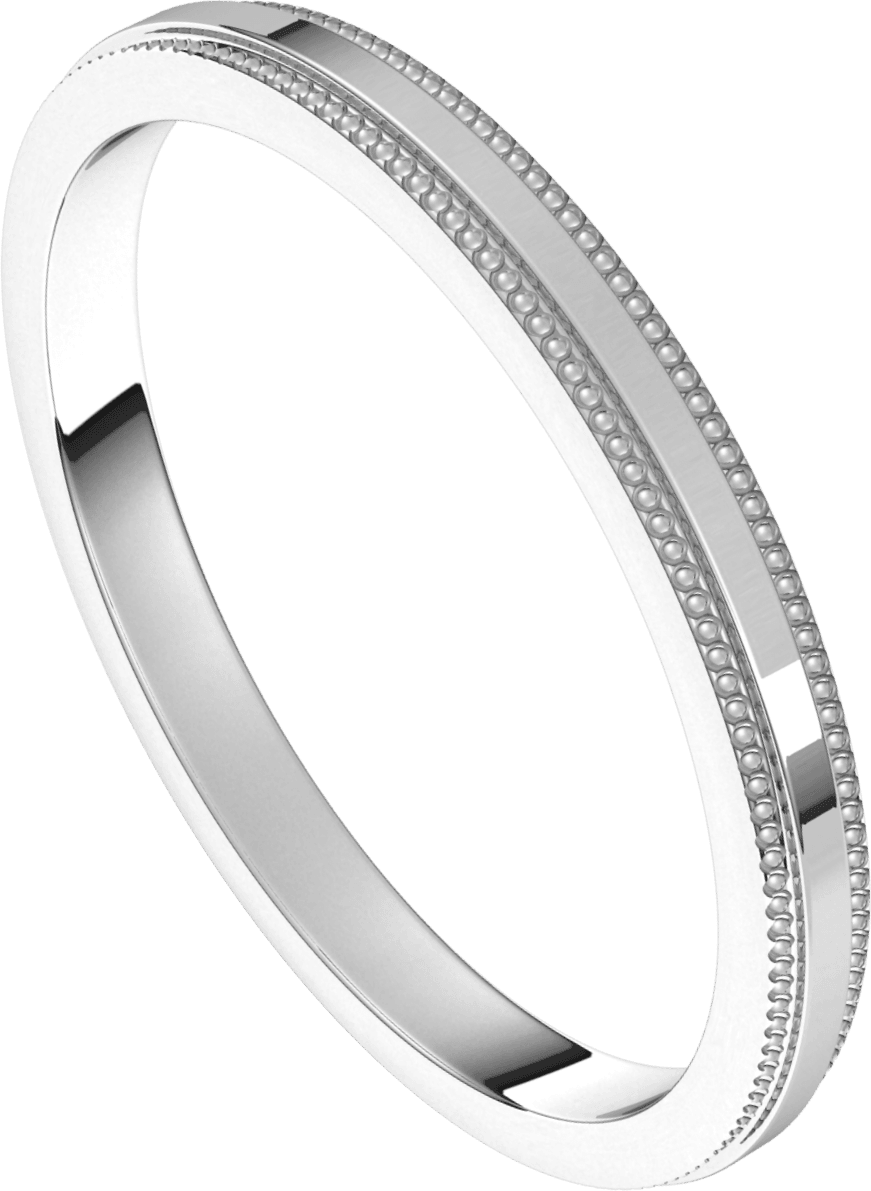 Sterling Silver 2 mm Milgrain Stepped-Edge Flat Band