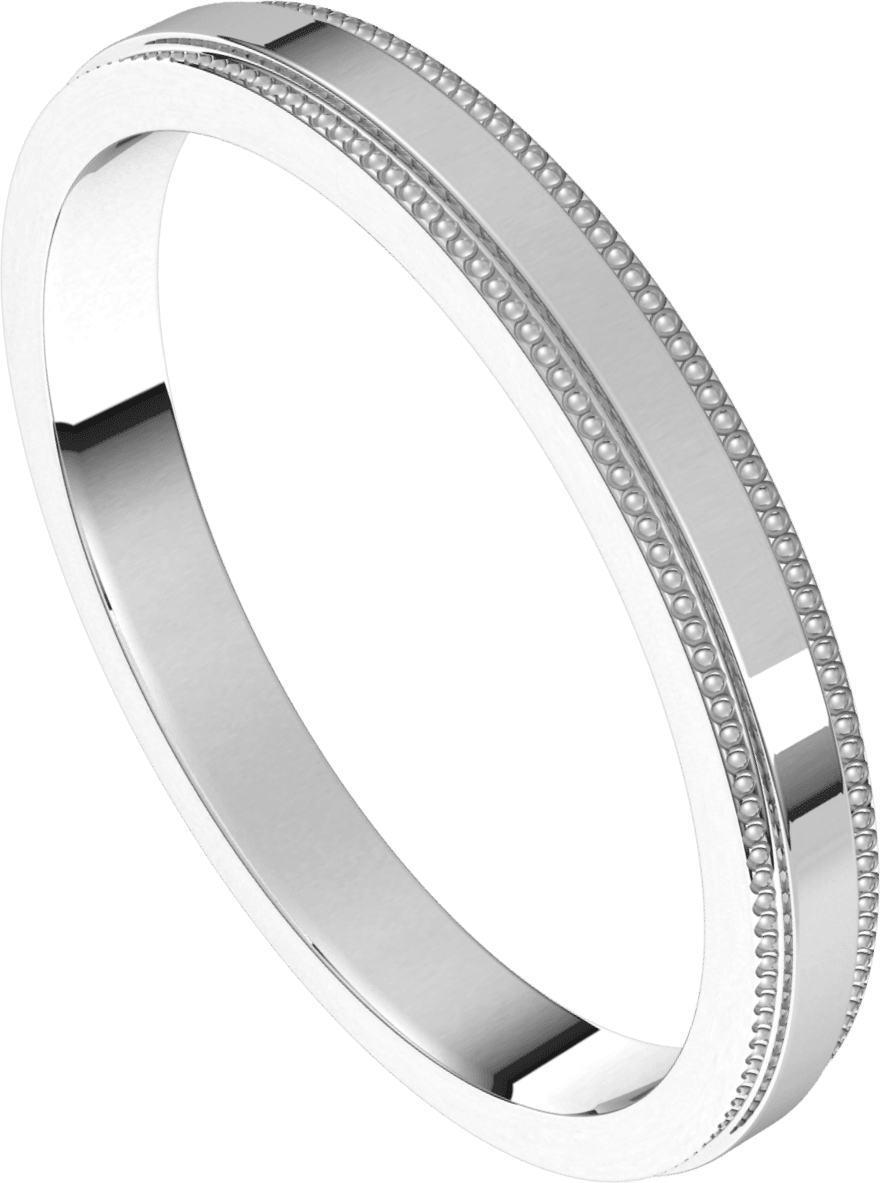 Platinum 2.5 mm Milgrain Stepped-Edge Flat Band