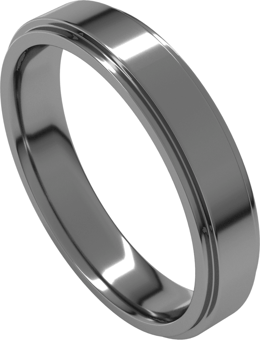 Sterling Silver 4 mm Stepped-Edge Comfort-Fit Flat Band