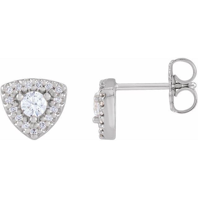 Platinum 3.5 mm Round 1/8 CTW Natural Diamond Semi-Set Halo-Style Earrings