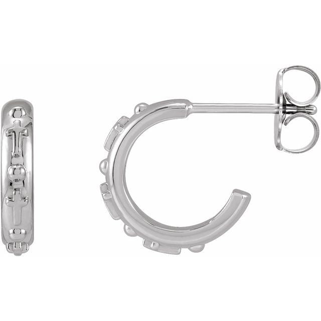 Sterling Silver Rosary Hoop Earrings