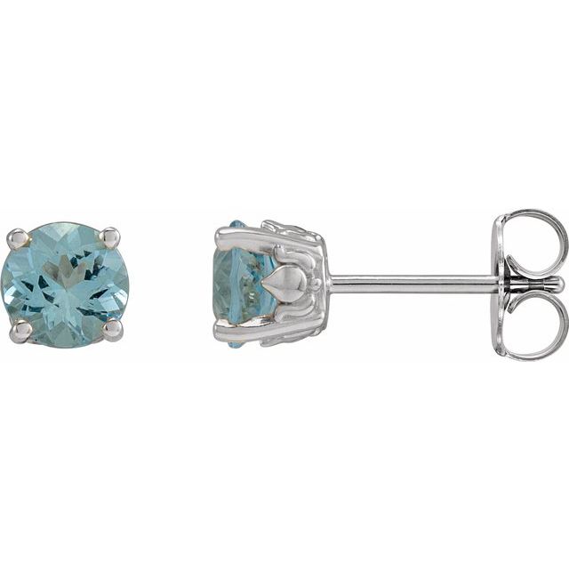 Sterling Silver 6 mm Natural Aquamarine Floral Earrings