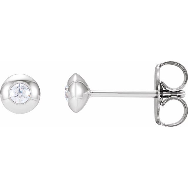 Platinum .06 CTW Natural Diamond Domed Bezel-Set Earrings