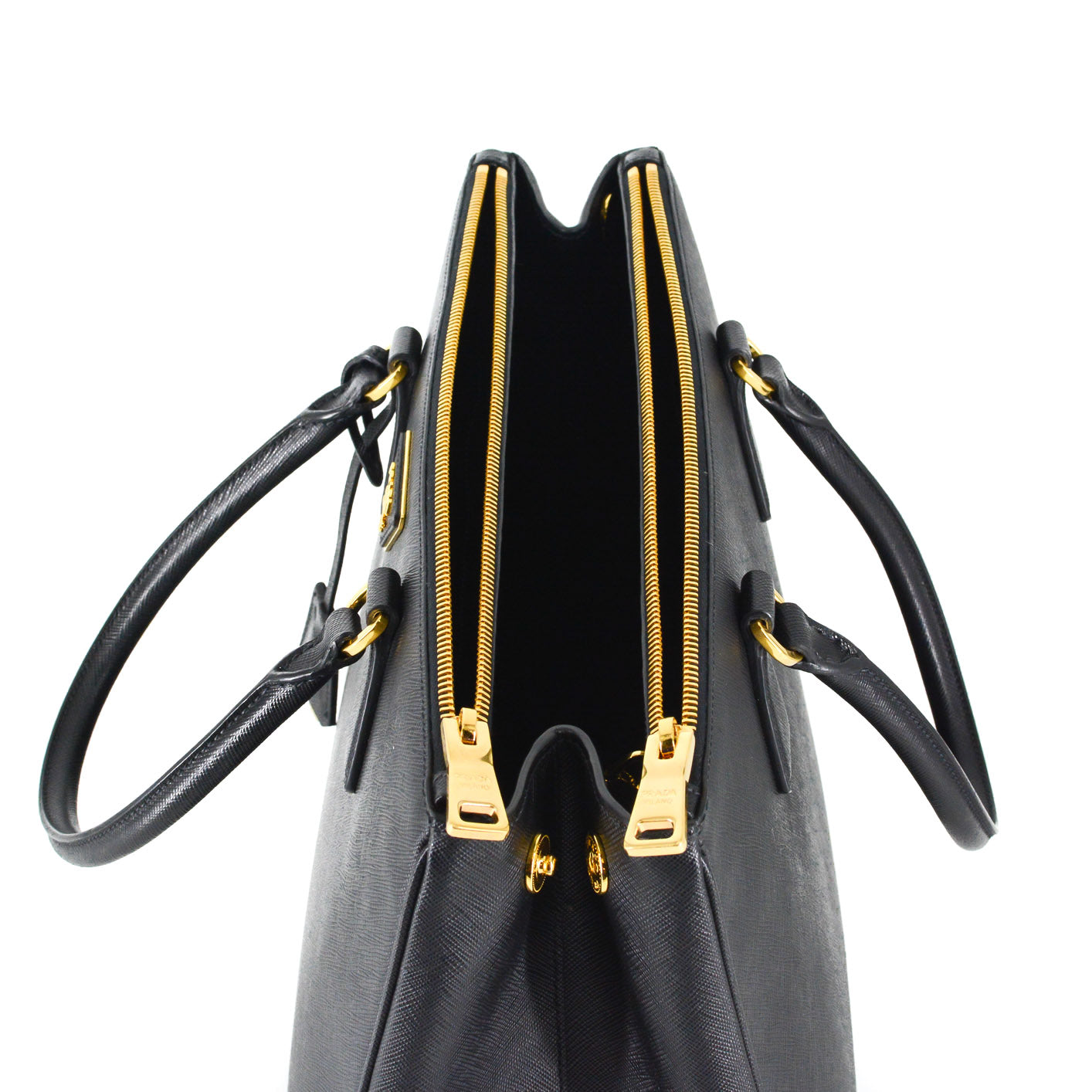 PRADA Galleria Saffiano Leather Bag - Large (Black)