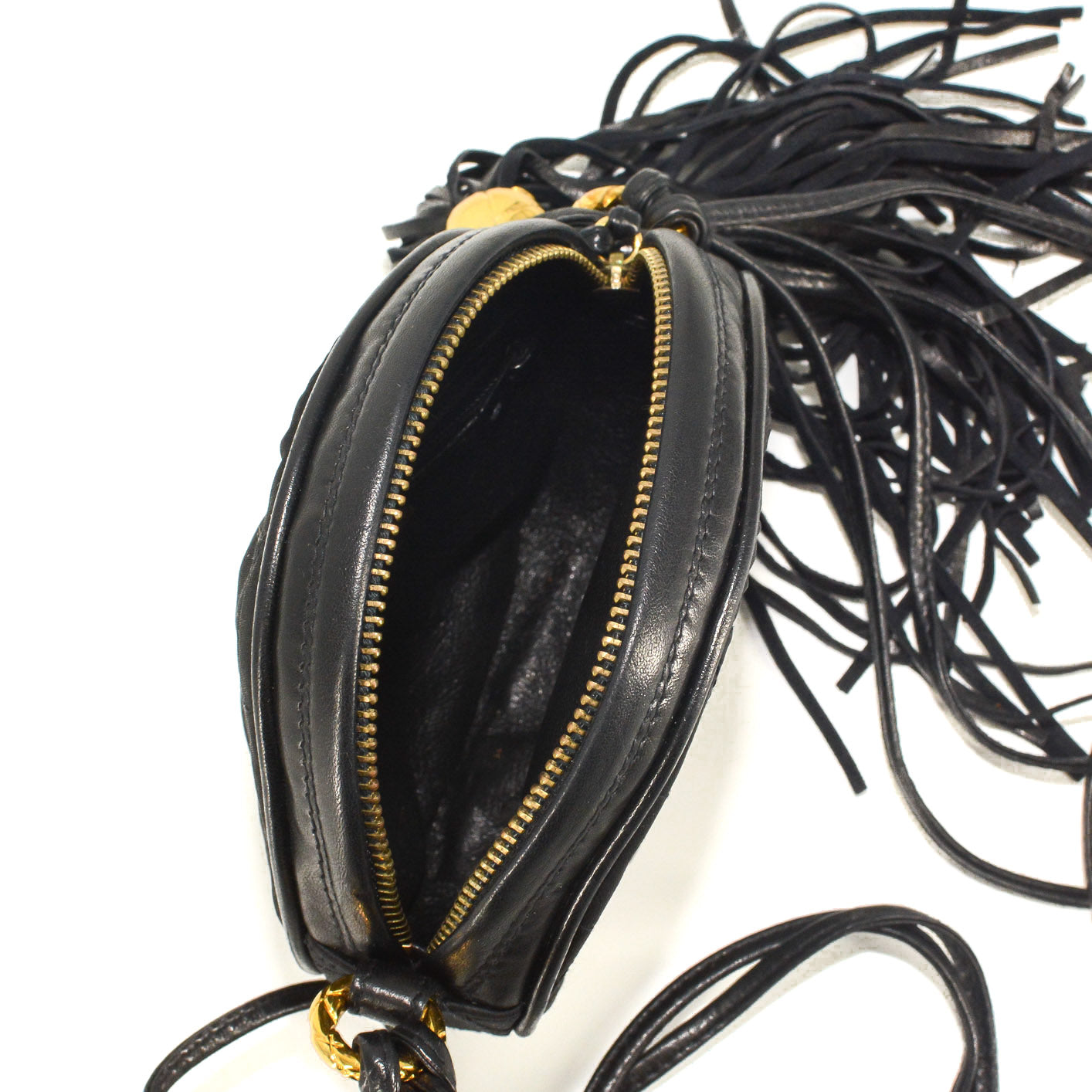 CHANEL Round Quilted Satin Mini Tassel Crossbody