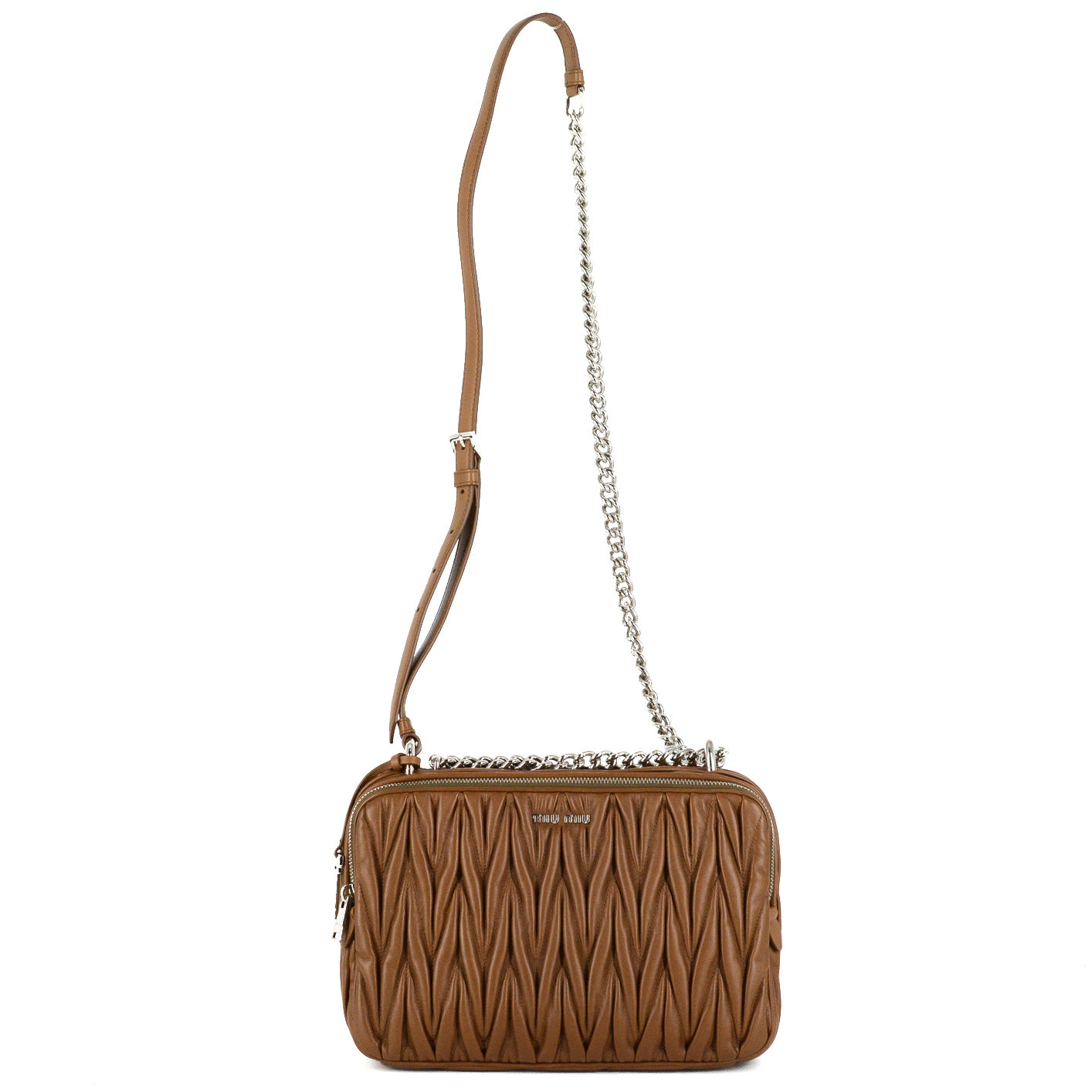 MIU MIU Bandoliera Matelasse Cannella Handbag