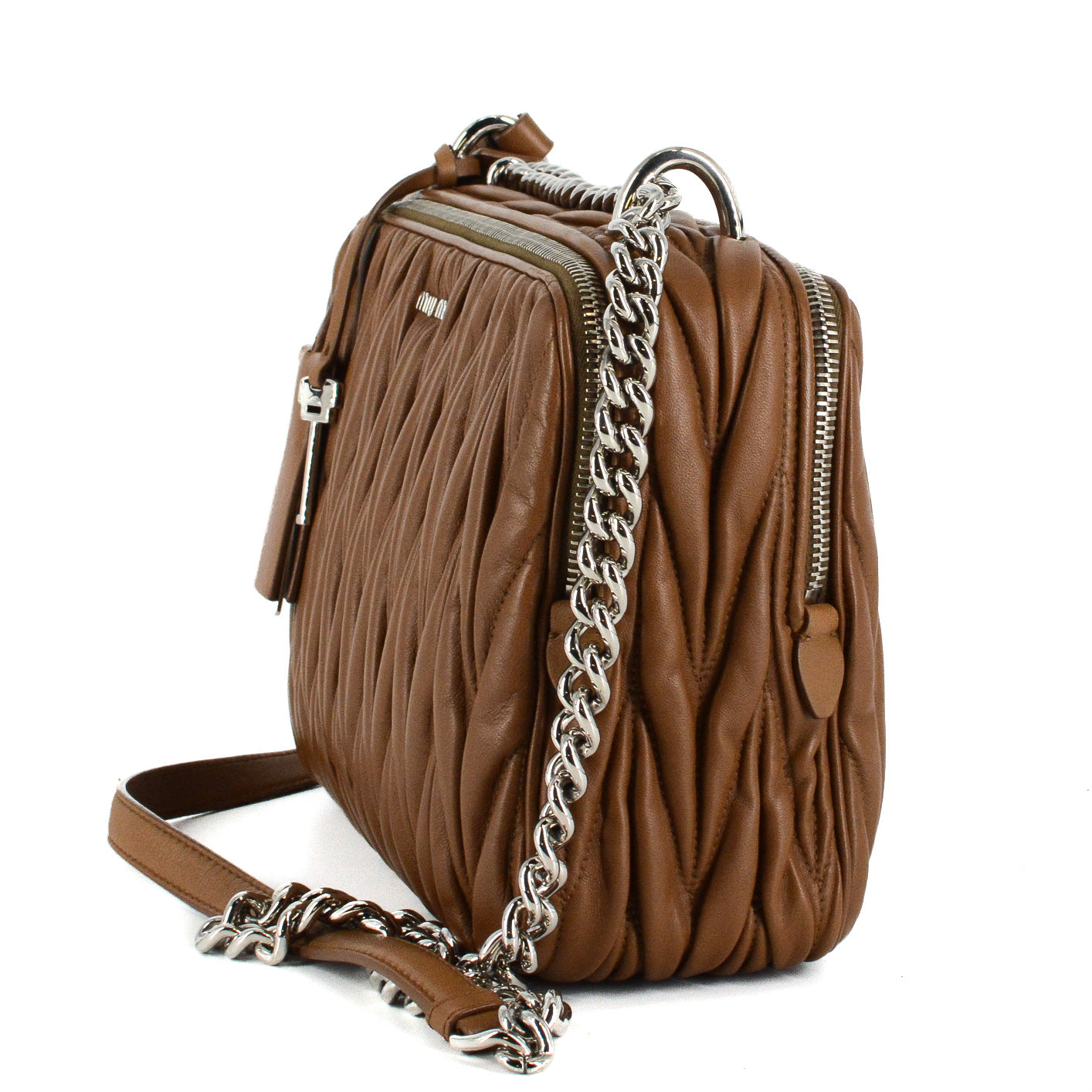 MIU MIU Bandoliera Matelasse Cannella Handbag
