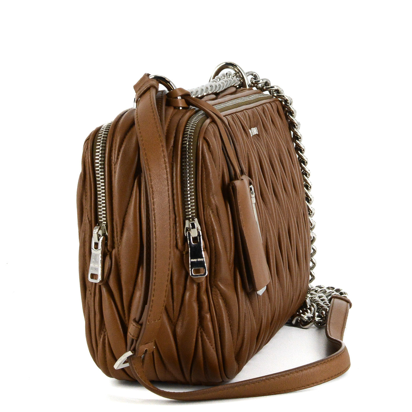 MIU MIU Bandoliera Matelasse Cannella Handbag