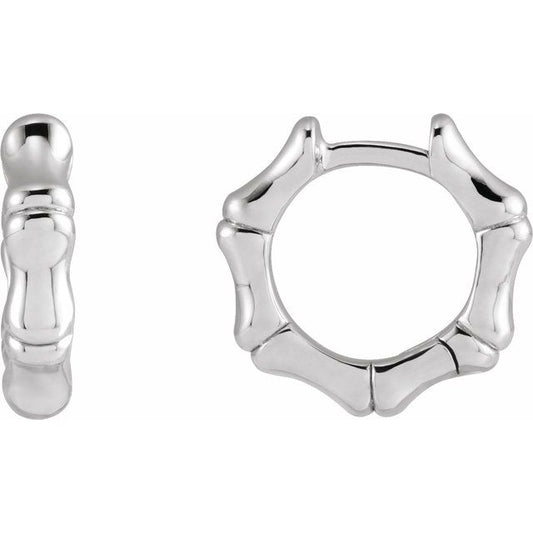 Platinum Hinged Bamboo 12 mm Hoop Earrings