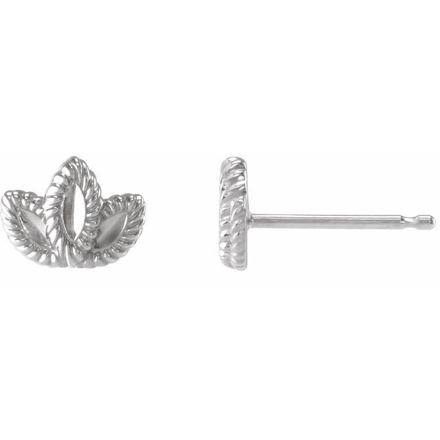 Platinum Petite Leaf Earring