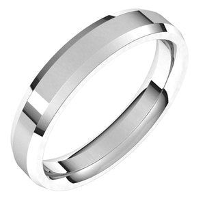Product - Sterling Silver 4 mm Beveled-Edge Comfort-Fit Flat Band