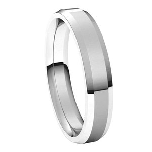 Product - Sterling Silver 4 mm Beveled-Edge Comfort-Fit Flat Band