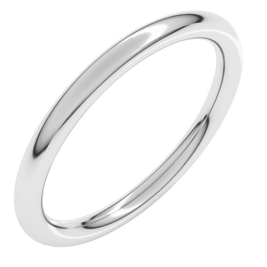 Sterling Silver 2 mm Comfort-Fit Full Round Band
